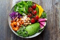 Colorful organized salad bowl