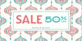 Colorful Oriental Bright Boho Handdrawn Ogee Promotion Horizontal Banner. Ad Campaign Design. Social Media Graphics