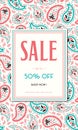 Colorful Oriental Paisley Promotion Vertical Rectangular Banner. Social Media Ads Graphics. Whimsical Feminine Design