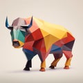 Colorful Origami Bison: A Playful Minimalist Illustration