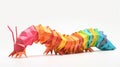 Colorful Origami centipede, Unique Paper Polygon Artwork, Ideal Pet Concept, Ai Generated