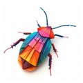 Colorful Origami cockroach, Unique Paper Polygon Artwork, Ideal Pet Concept, Ai Generated