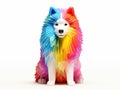 A colorful origami dog sitting on a white surface Royalty Free Stock Photo