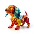 Colorful Origami dog, Unique Paper Polygon Artwork, Ideal Pet Concept, Ai Generated