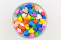 Colorful origami heart in glass