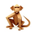 Colorful Origami monkey, Unique Paper Polygon Artwork, Ideal Pet Concept, Ai Generated