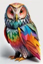 Colorful origami owl isolated on white background. Generative AI Royalty Free Stock Photo