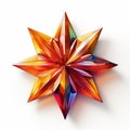 A colorful origami star on a white surface