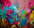 Colorful original abstract oil painting, background