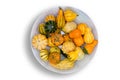 Colorful ornamental autumn gourds centerpiece