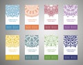 Colorful ornamental ethnic banner set. Templates with doodle tribal mandalas