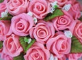 Colorful ornamental flowers miniature clay pink roses texture , natural patterns for background Royalty Free Stock Photo