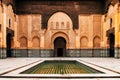 Colorful ornamental tiles at moroccan courtyard