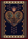 Colorful ornamental vector design for rug, carpet, tapis. Persian rug, towel, textile. Geometric floral backdrop