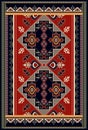 Colorful ornamental vector design for rug, carpet, tapis. Persian rug, towel, textile. Geometric floral backdrop