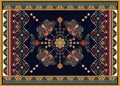 Colorful ornamental vector design for rug, carpet, tapis. Persian rug, towel, textile. Geometric floral backdrop