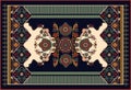 Colorful ornamental vector design for rug, carpet, tapis. Persian rug, towel, textile. Geometric floral backdrop