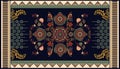 Colorful ornamental vector design for rug, carpet, tapis, yoga mat. Persian rug, towel, textile. Geometric floral