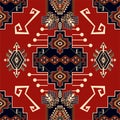 Colorful ornamental vector design for rug, carpet, textile. Seamless ornamental wallpaper. Geometric floral backdrop