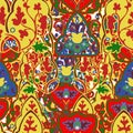 Colorful and ornate ethnic pattern. Mexican embroidery seamless pattern. Birds and flowers light background. Royalty Free Stock Photo