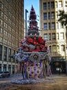 Colorful Ornate Holiday Christmas Tree Decoration in Downtown Dallas