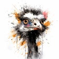 Colorful Ostrich Sketch With Expressive Expressionism