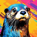 Colorful Otter Painting In Pop Art Style