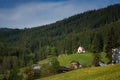 Colorful outdoor scene in the Austrian Alps. Summer sunny day in the Gosau village on the Grosse Bischofsmutze mountain, Austria Royalty Free Stock Photo