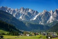 Colorful outdoor scene in the Austrian Alps. Summer sunny day in the Gosau village on the Grosse Bischofsmutze mountain, Austria Royalty Free Stock Photo