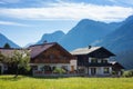 Colorful outdoor scene in the Austrian Alps. Summer sunny day in the Gosau village on the Grosse Bischofsmutze mountain, Austria Royalty Free Stock Photo