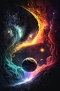 colorful outer space with constellations, galaxies, planets. Generative AI Royalty Free Stock Photo