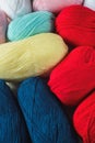 Colorful oval acrylic colorful wool yarn thread skeins background Royalty Free Stock Photo