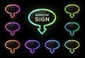 Colorful oval arrow neon lights banner design set.