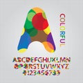 Colorful Overlap Circle Alphabet and NUmbers Vecto Royalty Free Stock Photo