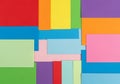 Colorful, overlapping rectangular paper sheets create a geometric Royalty Free Stock Photo