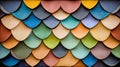 Colorful, overlapping, scale-like shapes create an abstract pattern Royalty Free Stock Photo
