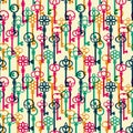 Colorful overlapping style antique keys vertical pattern