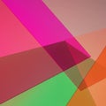 Colorful, overlapping translucent acrylic sheets create an abstract pattern. The Royalty Free Stock Photo