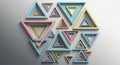 Colorful, overlapping triangular frames arranged in Royalty Free Stock Photo