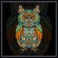 Colorful Owl bird mandala arts