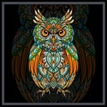 Colorful Owl bird mandala arts Royalty Free Stock Photo