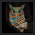 Colorful Owl bird mandala arts Royalty Free Stock Photo