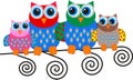 Colorful owl family Royalty Free Stock Photo