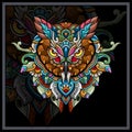 Colorful Owl head mandala arts Royalty Free Stock Photo