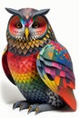 Colorful owl isolated on white background. Generative AI Royalty Free Stock Photo