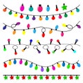 Colorful pack of flat christmas lights on white background Royalty Free Stock Photo