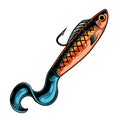 Colorful paddle tail fishing bait concept