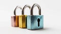 3 Colorful Padlocks Representing 3D Secure. The Triad of Modern Digital Security