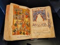 Colorful pages of the old Hebrew Bible, psalms and the testaments of Jesus Christ. Ancient hand written book of Vatican