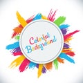 Colorful paint brush strokes round frame Royalty Free Stock Photo